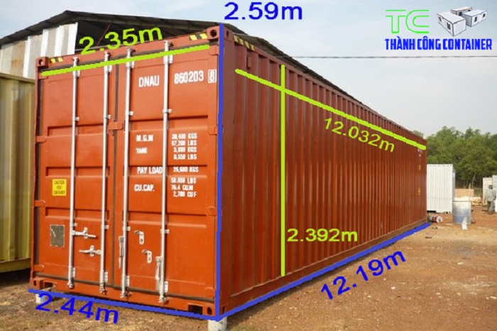 Container 40 feet dc kích thước 