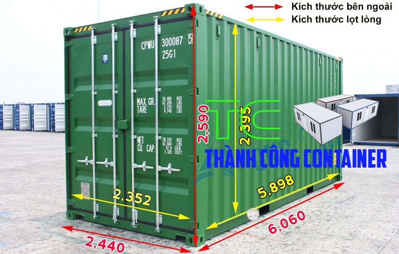 kích thước container 20ft