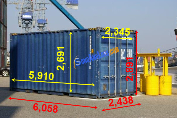 Kích thước container 20ft hc